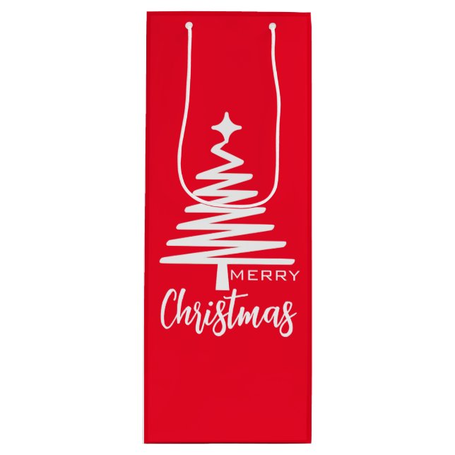 Sacola Para Vinho Feliz Natal Vermelho (Frente)