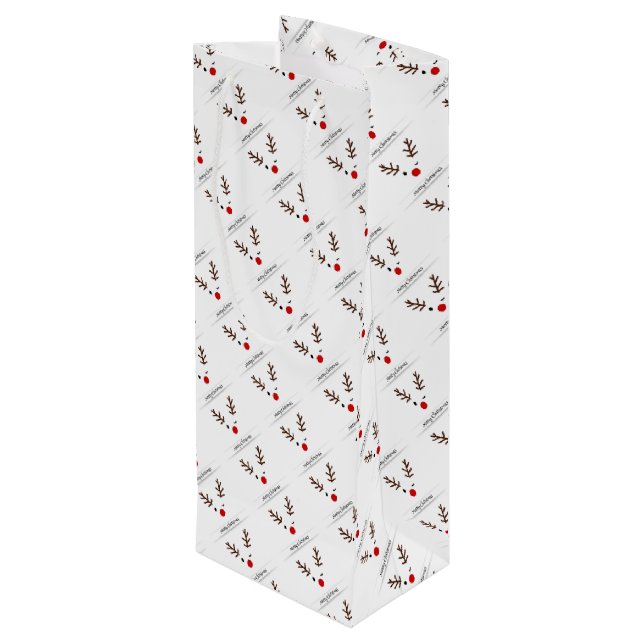 Sacola Para Vinho Feliz Natal Winking Rudolph (Verso inclinado)