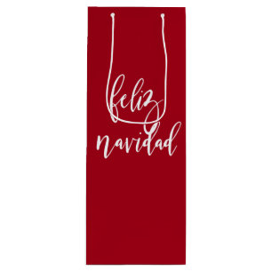 Sacola Para Vinho Feliz Navidad Vermelho e Branco Natal