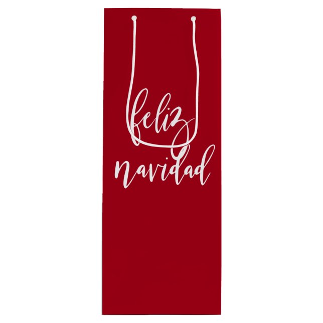 Sacola Para Vinho Feliz Navidad Vermelho e Branco Natal (Frente)
