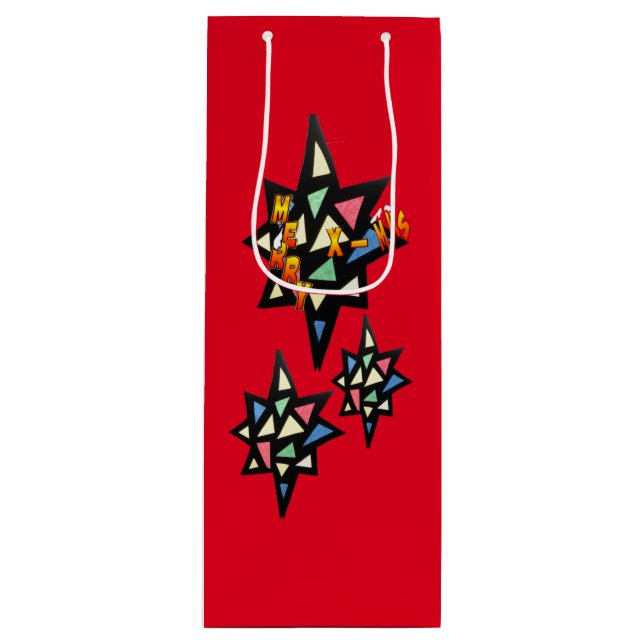 Sacola Para Vinho Feliz Xmas Stars Cust. Vinho (Frente)