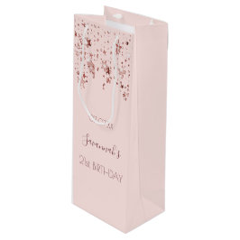 Sacola Para Vinho Festa de aniversário blush rosa dourado nome das e