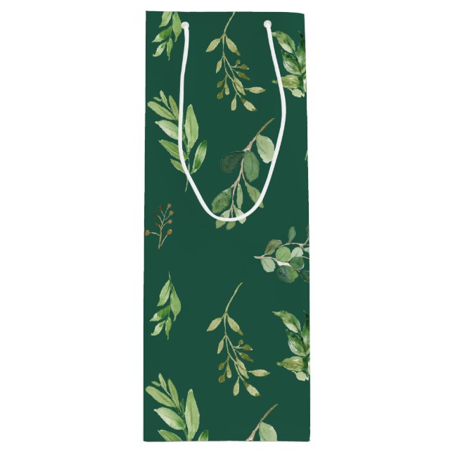 Sacola Para Vinho Festivo Winter Greenery Botanicals Foliday (Frente)