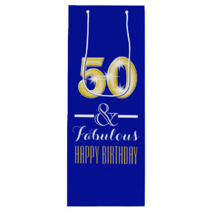 Sacola Para Vinho Fiftieth 50th garrafa de vinho do aniversário