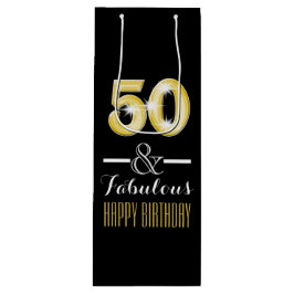 Sacola Para Vinho Fiftieth 50th garrafa de vinho do aniversário