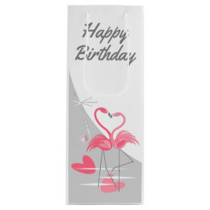 Sacola Para Vinho Flamingo Adora Grande Lua Feliz Aniversário Feliz