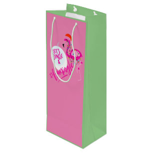 Sacola Para Vinho Flamingo Cor-de-rosa Luzes de Natal bolsa Vinho