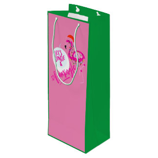 Sacola Para Vinho Flamingo Cor-de-rosa Luzes de Natal bolsa Vinho