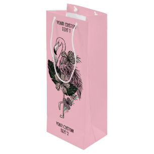 Sacola Para Vinho Flamingo Cor-de-Texto Personalizado