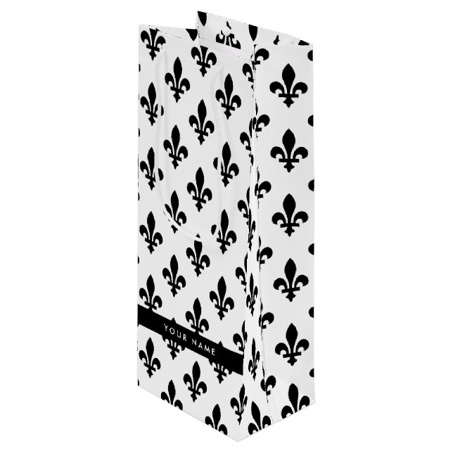 Sacola Para Vinho Fleur de Lis, Black on White, Black, Your Name (Frente inclinada)
