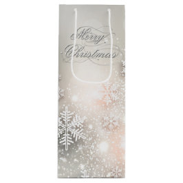 Sacola Para Vinho Floco de Neve Elegante de Natal