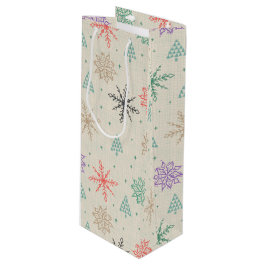 Sacola Para Vinho Flocos de neve desenhados manualmente Árvores de N