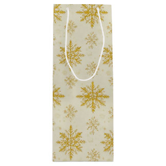 Sacola Para Vinho flocos de neve dourados