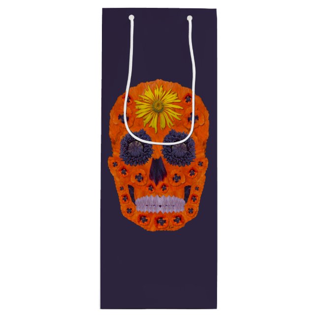 Sacola Para Vinho Flor - Caveira 1 (Frente)