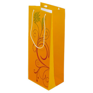 Sacola Para Vinho Flor Laranja
