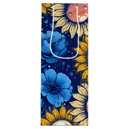 Sacola Para Vinho Floração de Cobalto