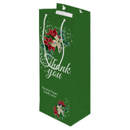 Sacola Para Vinho Floral de Poinsettia de Agradecimento Obrigado