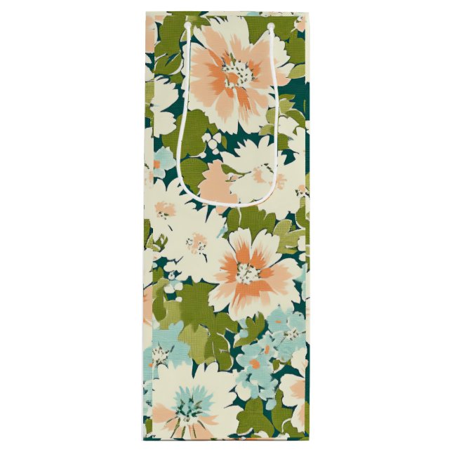 Sacola Para Vinho Floral Gift Bloom (Frente)