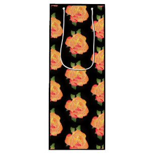 Sacola Para Vinho Floral Orange Rosa Watercolor