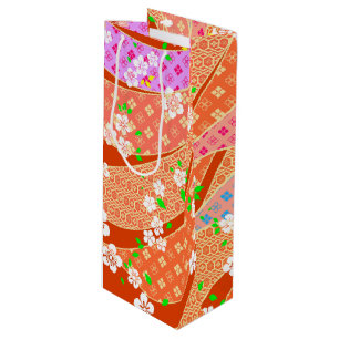 Sacola Para Vinho Floral Ribbon Kimono Patterno