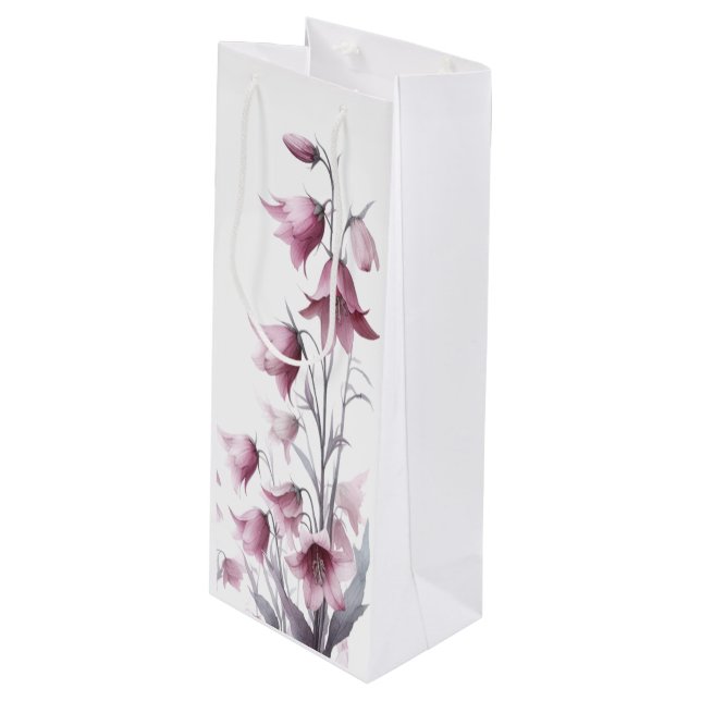 Sacola Para Vinho Flores Bege Dourado Rosa  (Frente inclinada)
