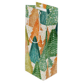 Sacola Para Vinho Floresta Colorida de Árvores de Natal Evergreen
