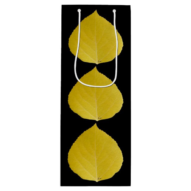 Sacola Para Vinho Folha Amarela Aspen #5 (Frente)