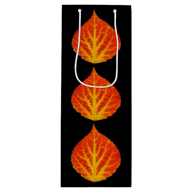 Sacola Para Vinho Folha de Aspen Vermelha e Amarela #10 (Frente)