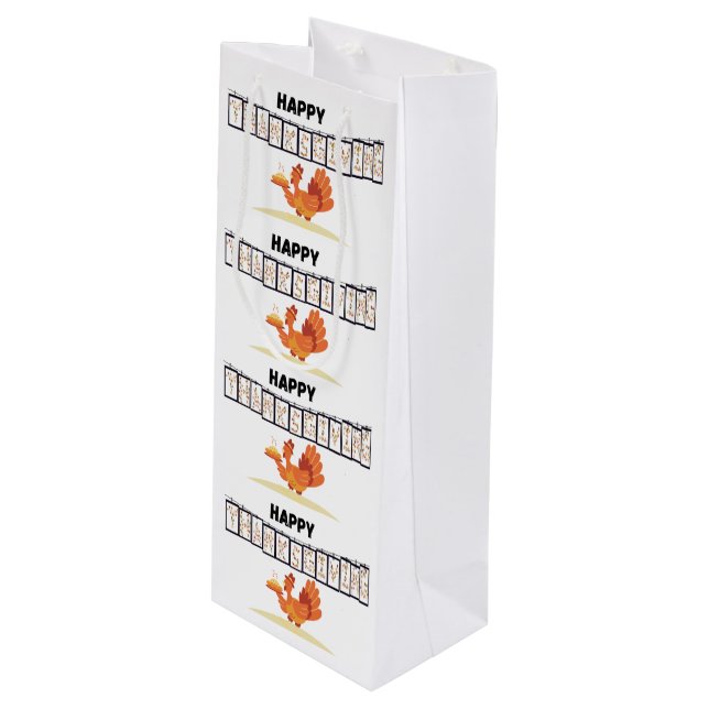 Sacola Para Vinho Folha de Design de Ação de Graças/Saco de Presente (Frente inclinada)