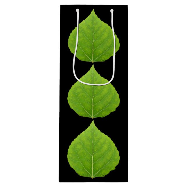 Sacola Para Vinho Folha Verde Aspen #11 (Frente)