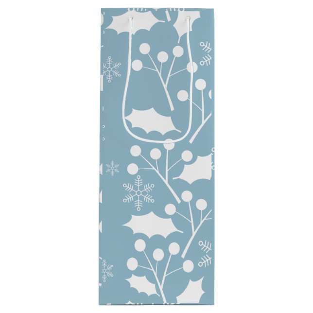 Sacola Para Vinho Folhas e bagas do azevinho do Natal (Frente)