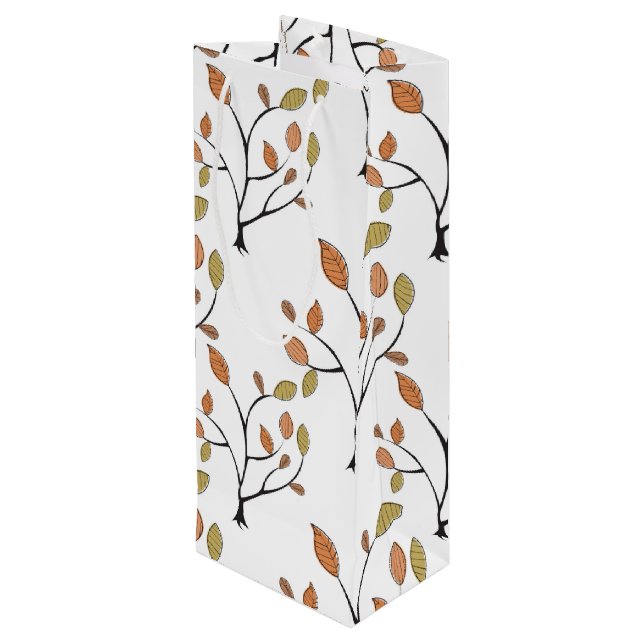 Sacola Para Vinho Folhas Elegantes (Verso inclinado)