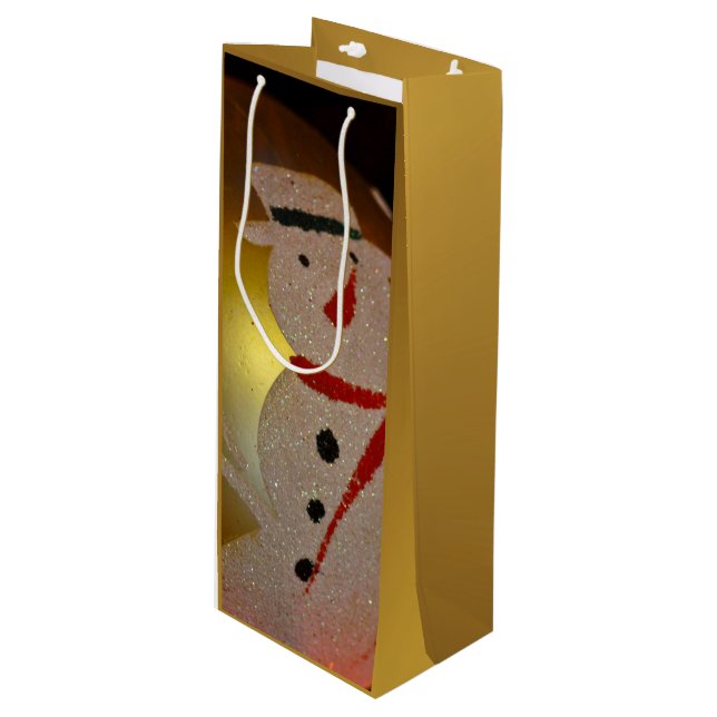 Sacola Para Vinho Fosco Snowman Enfeites de natal Wine Bag (Frente inclinada)