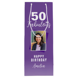 Sacola Para Vinho Foto de 50 roxas e 50.º aniversário fabuloso