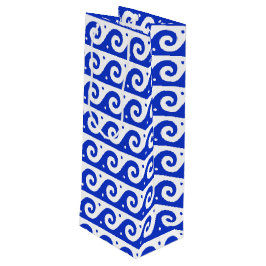 Sacola Para Vinho Frete Grego, Padrão de Onda Mediterrânica, Azul