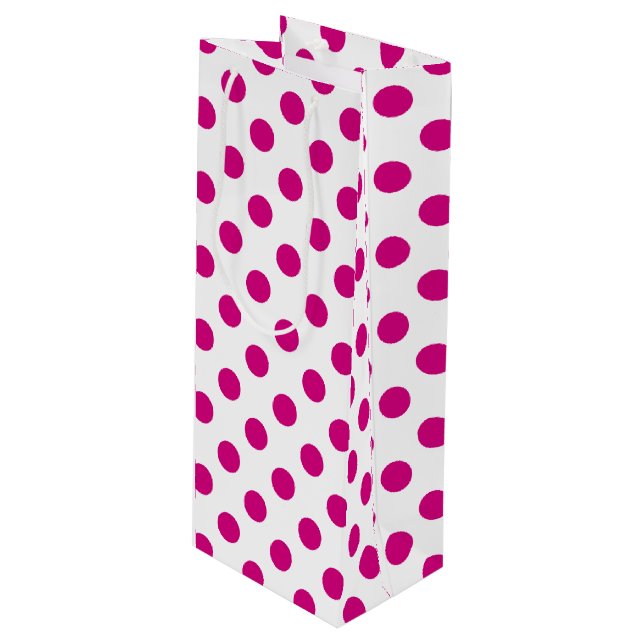 Sacola Para Vinho Fuchsia bolinhas (Frente inclinada)