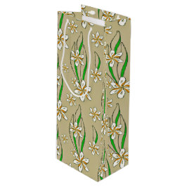 Sacola Para Vinho Fundo branco monograma floral bege