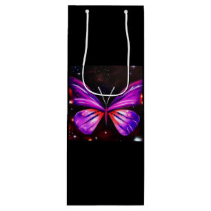 Sacola Para Vinho Fundo preto da borboleta Celestial