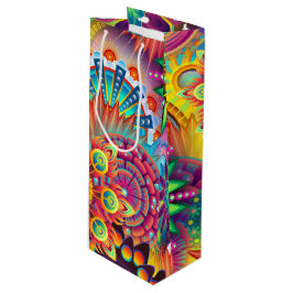 Sacola Para Vinho Funky Retro Pattern Abstrato Bohemian
