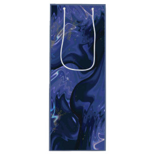 Sacola Para Vinho Galaxy Swirl Blue Glitter Abstrato Padrão cósmico