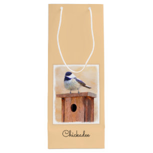 Sacola Para Vinho Galinha em Birdhouse Pintura Original de Pássaros