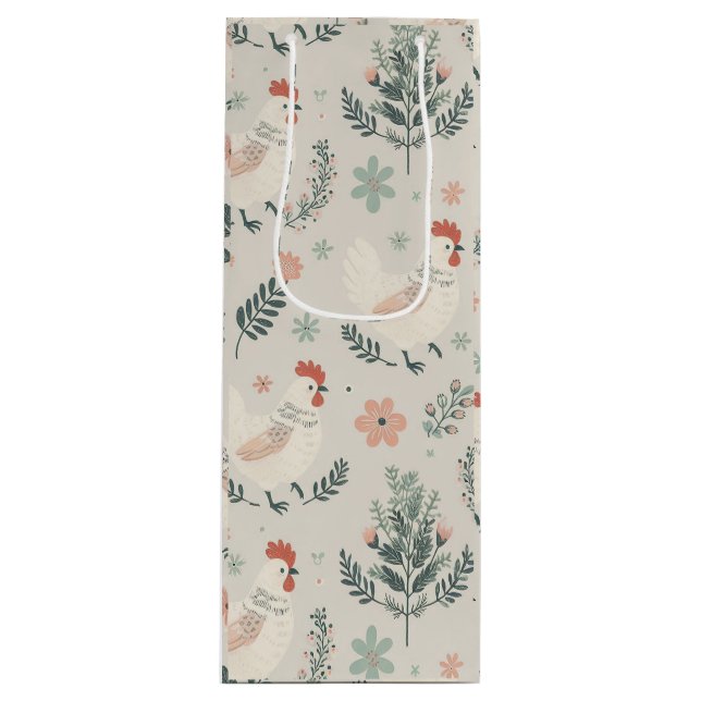 Sacola Para Vinho Galinha no Jardim (Frente)