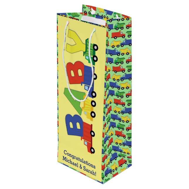 Sacola Para Vinho Garoto de Chá de fraldas de Caminhão de Construção (Verso inclinado)