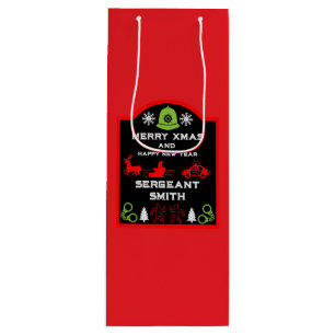 Sacola Para Vinho Garrafa decorativa de Natal da Polícia