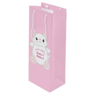 Sacola Para Vinho Gatinho do Chá de fraldas Gato Rosa