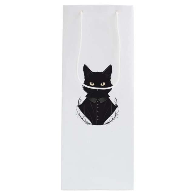 Sacola Para Vinho Gato Negro Encantado de Salem (Frente)