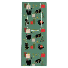Sacola Para Vinho Gatos de Natal Engraçados