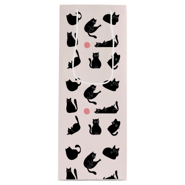 Sacola Para Vinho Gatos Pretos bobos (Frente)