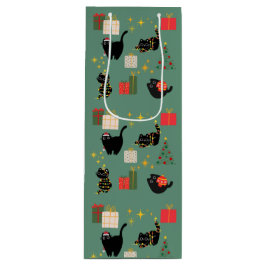 Sacola Para Vinho Gatos Pretos de Natal