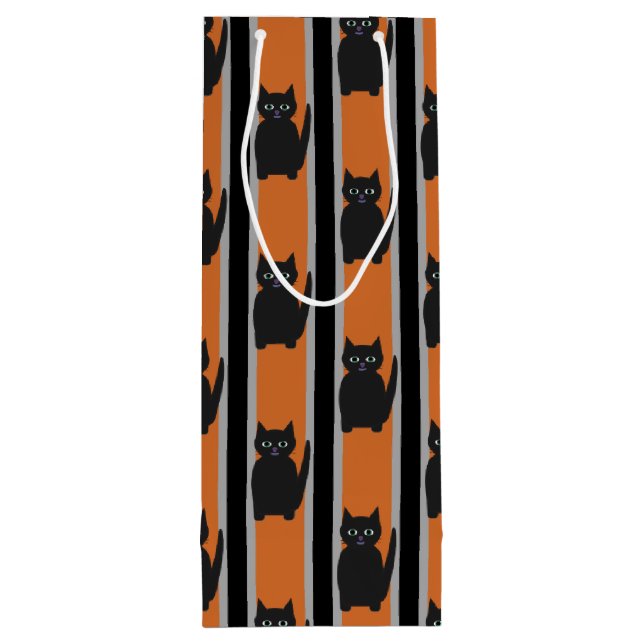 Sacola Para Vinho Gatos Pretos do Halloween, Rico e divertidos (Verso)